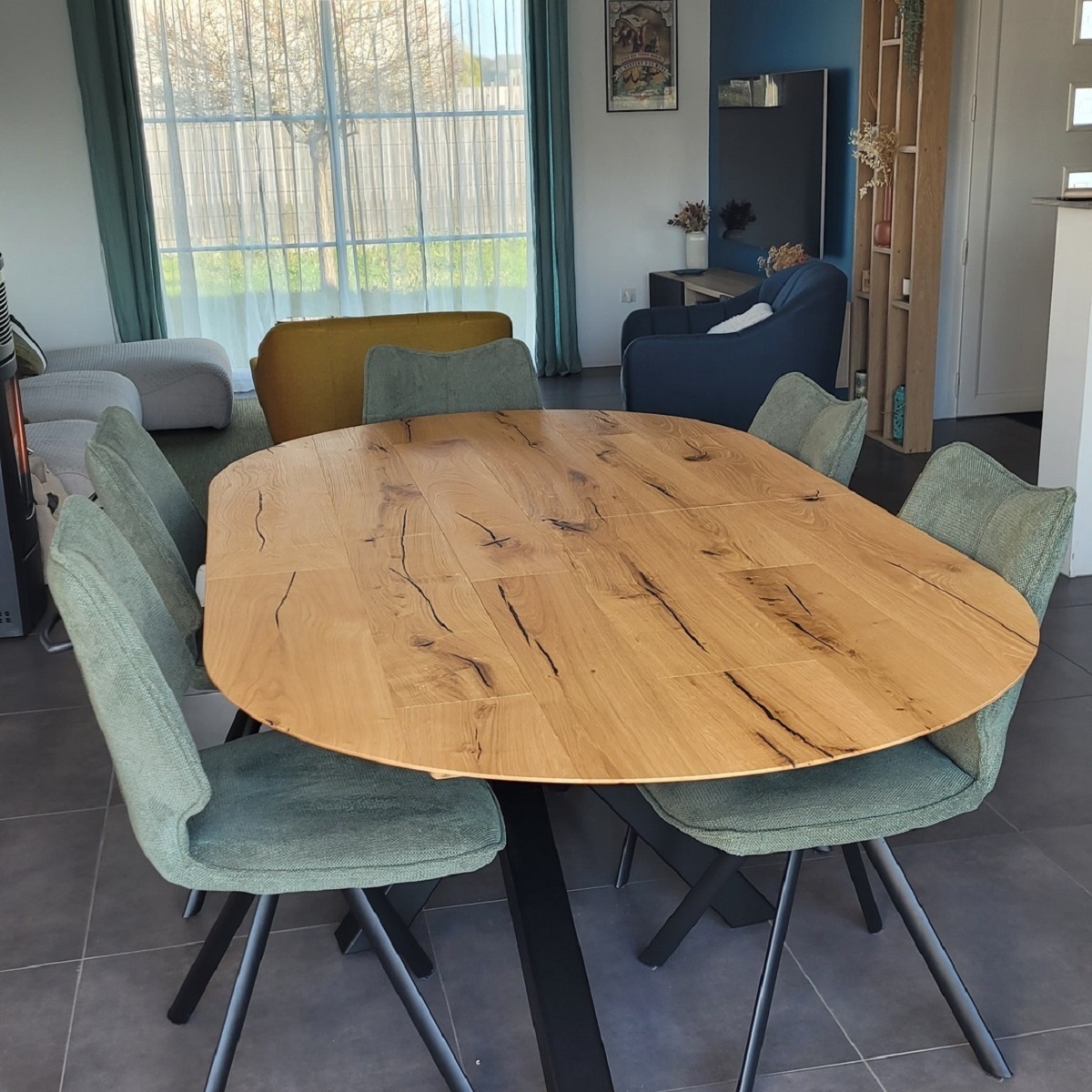 Table aile d'avion vieux ovale